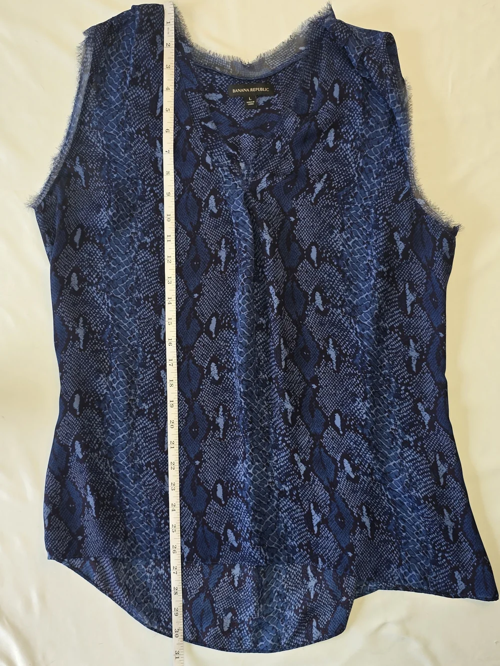 Banana Republic Navy Blue Sleeveless Snake-Print Shell